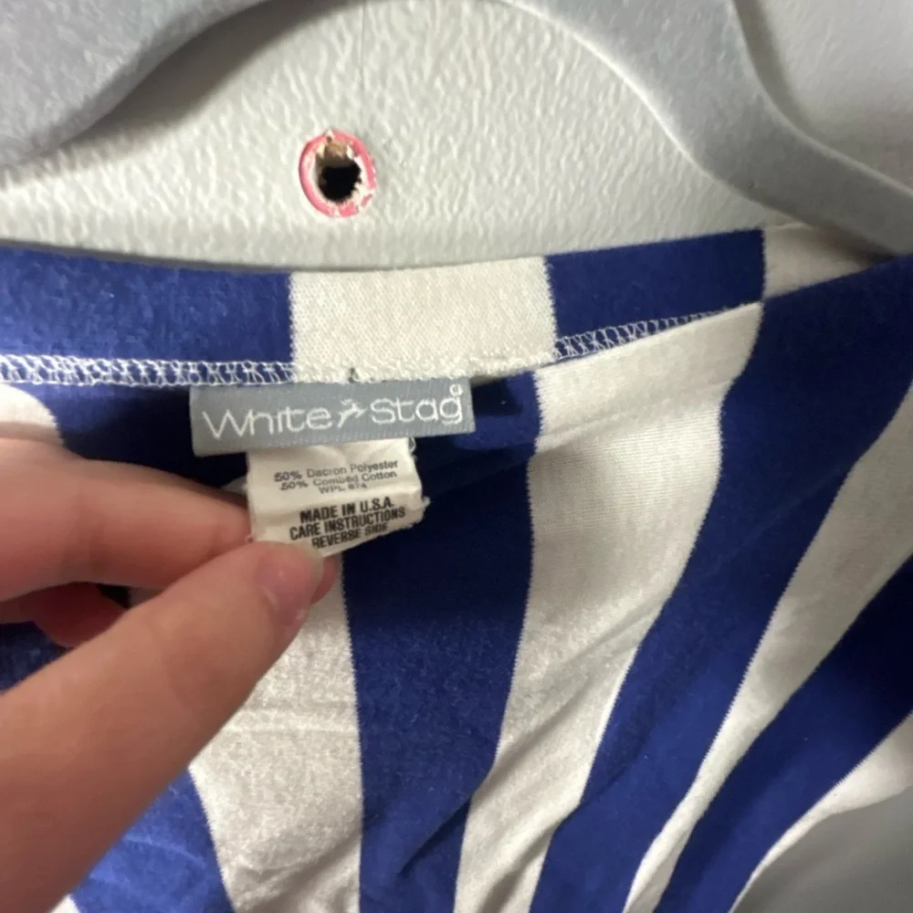 Vintage White Stag Blue and White Striped Tee - Picture 3 of 5